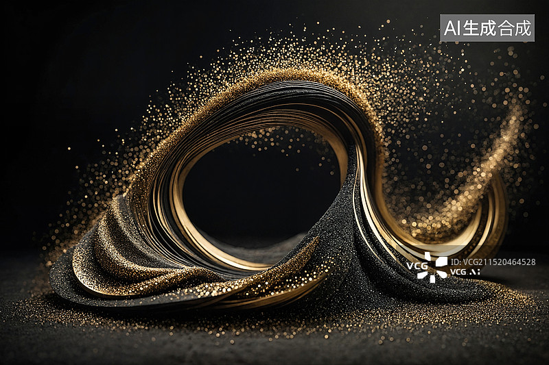 【AI数字艺术】金色漩涡艺术构图图片素材