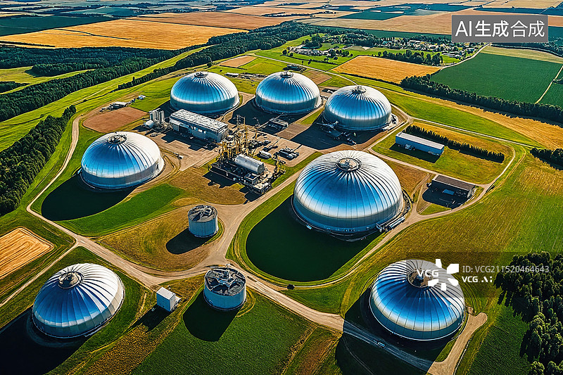 【AI数字艺术】穹顶之上的能源基地图片素材