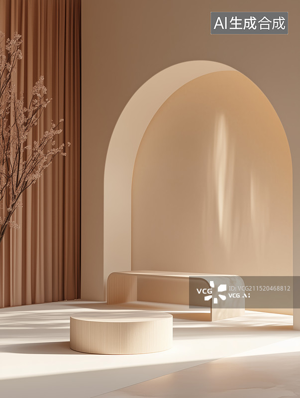 【AI数字艺术】产品展台室内空间场景图片素材