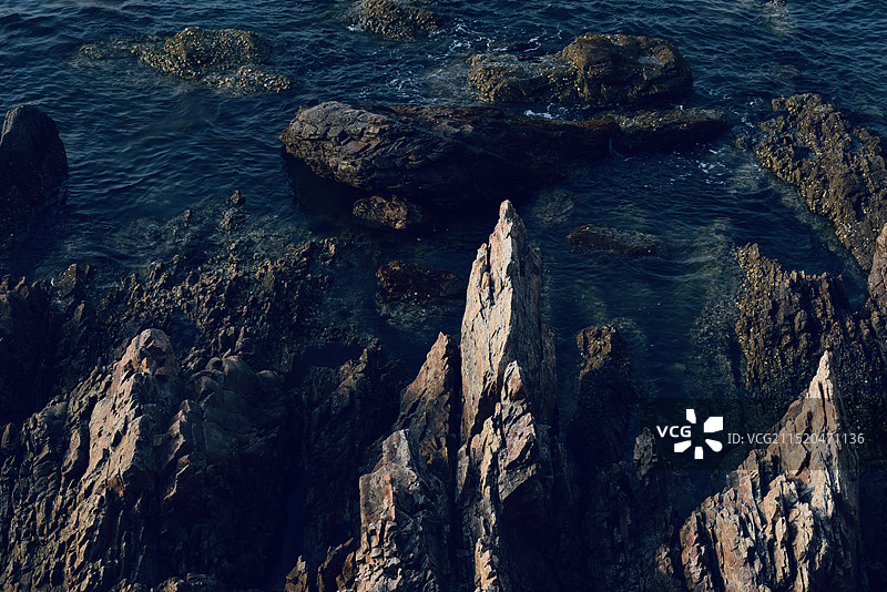 威海长岛；海边岩石图片素材