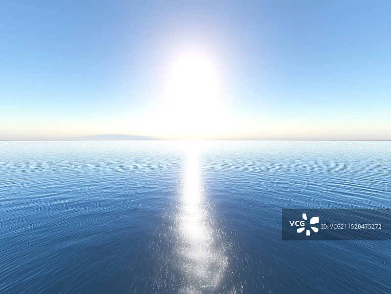 海天一色阳光照耀灵境图片素材