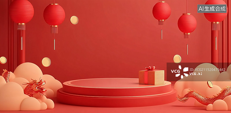 【AI数字艺术】春节促销季产品展台图片素材