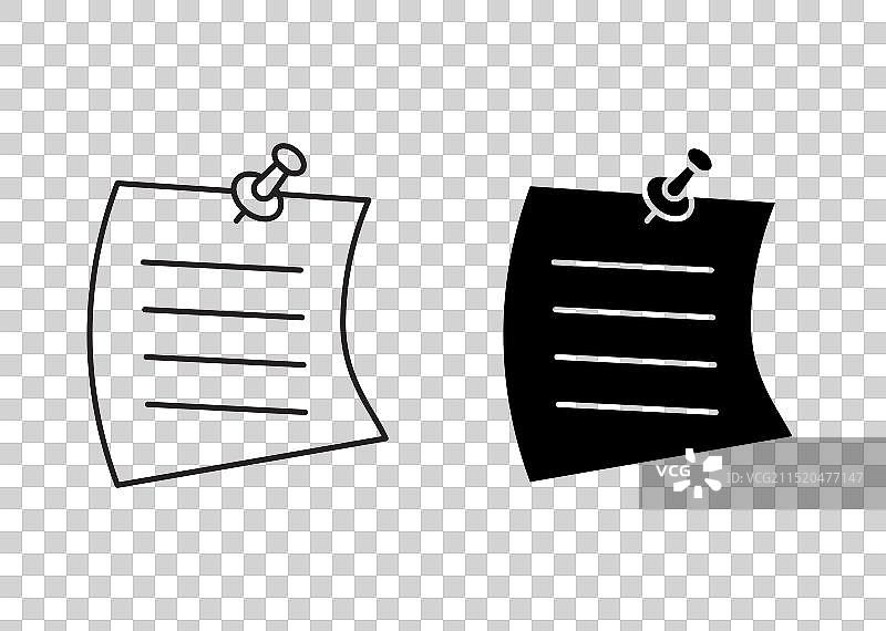 带按钮轮廓的纸张笔记图标图片素材