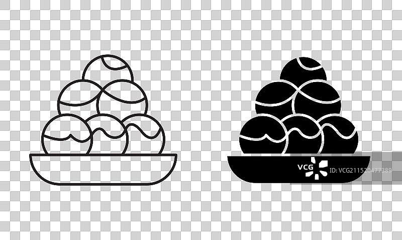 章鱼烧轮廓图标合集或套装图片素材