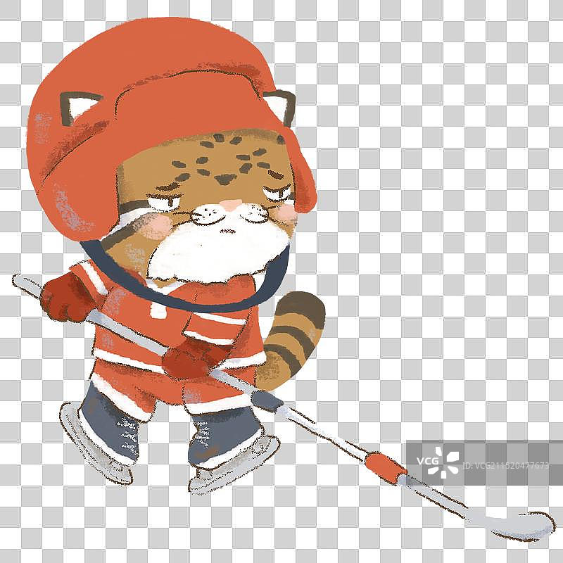 玩冰球的兔狲图片素材