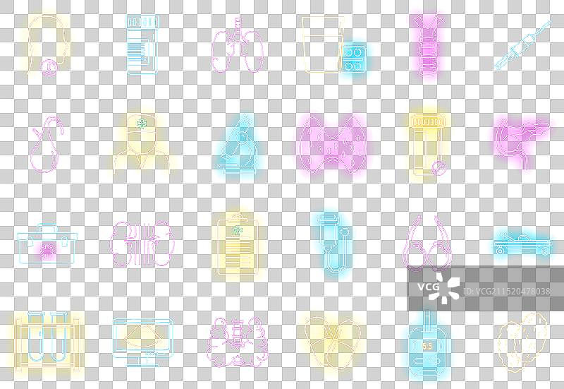 内分泌科医生图标霓虹灯集图片素材