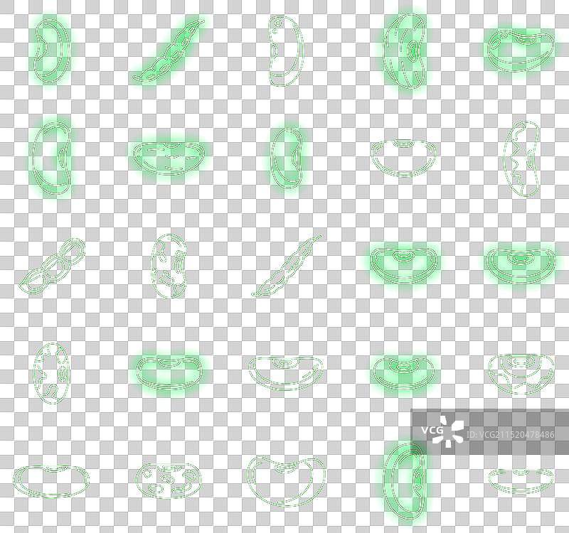 豆类腰豆图标霓虹灯套装图片素材