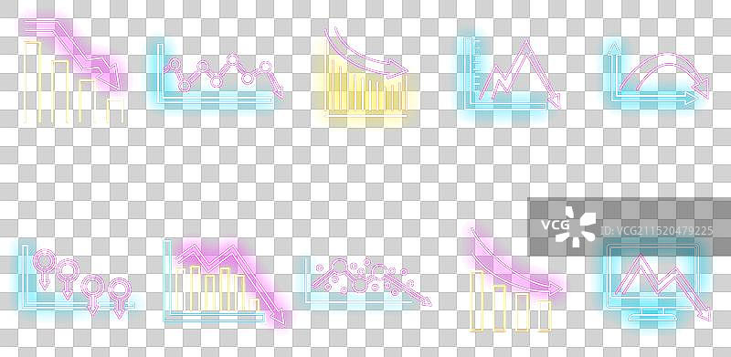 回归图表图标集（霓虹灯效果）图片素材