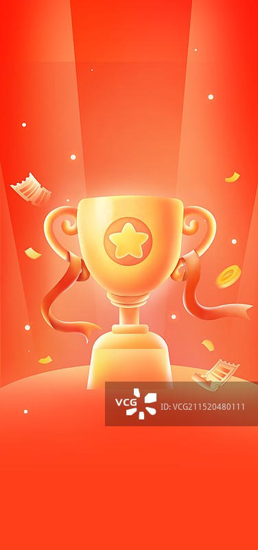 红色奖杯喜报战报插画图片素材
