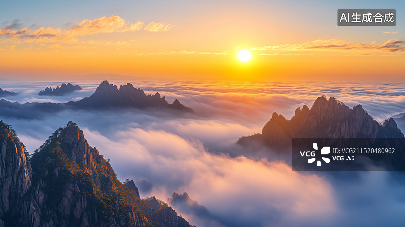 【AI数字艺术】云海日出图片素材