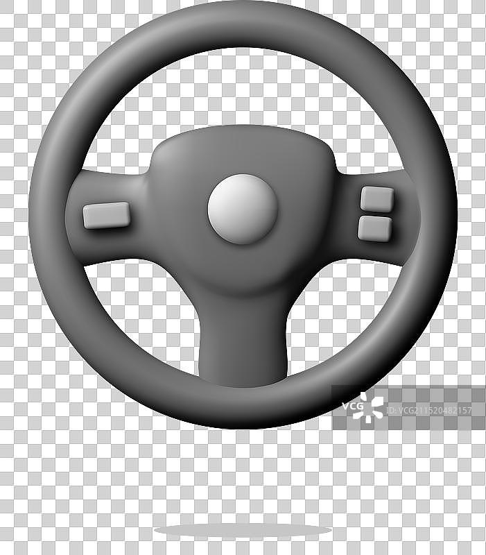 白色背景上的3D汽车方向盘图片素材