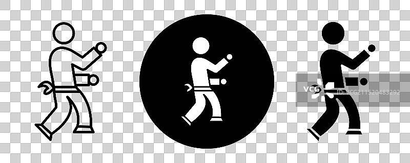 空手道格斗士轮廓图标合集图片素材