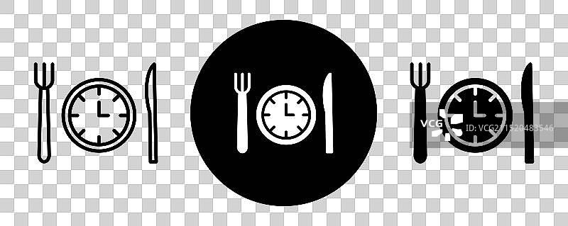 午餐时间轮廓图标合集图片素材