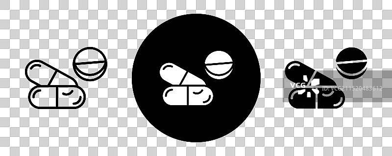 药丸和胶囊轮廓图标图片素材
