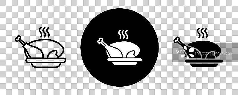 烤鸡火鸡轮廓图标合集图片素材