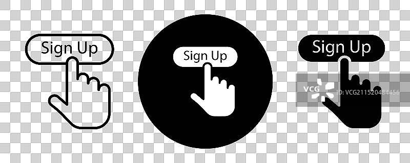 注册轮廓图标集合图片素材