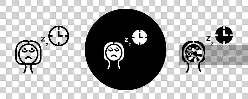 睡眠剥夺轮廓图标集合图片素材