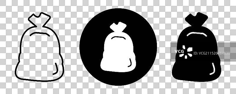 垃圾袋轮廓图标合集图片素材