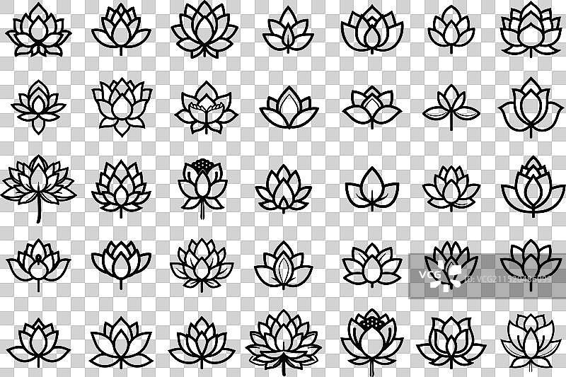 黑色描边莲花图标图片素材