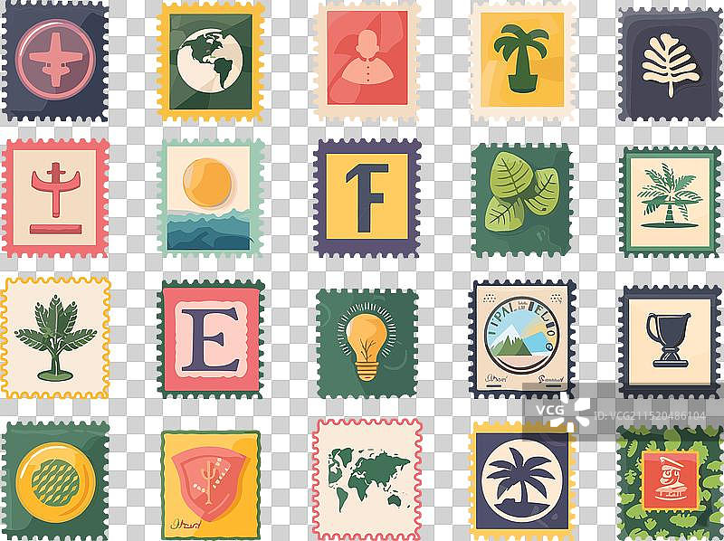 邮件信封邮票套装图片素材