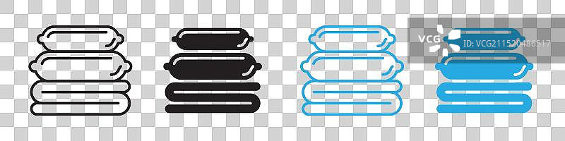 带有柔软枕头的舒适床上用品图标图片素材