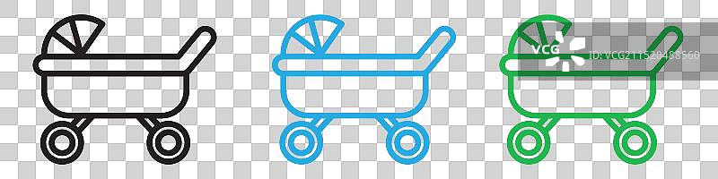 慢跑婴儿车图标线条艺术图片素材