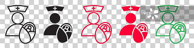 新生儿科儿童与婴儿护理图标图片素材