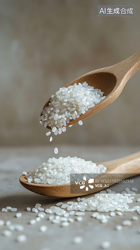 【AI数字艺术】大米与木勺 ， 简约之美图片素材
