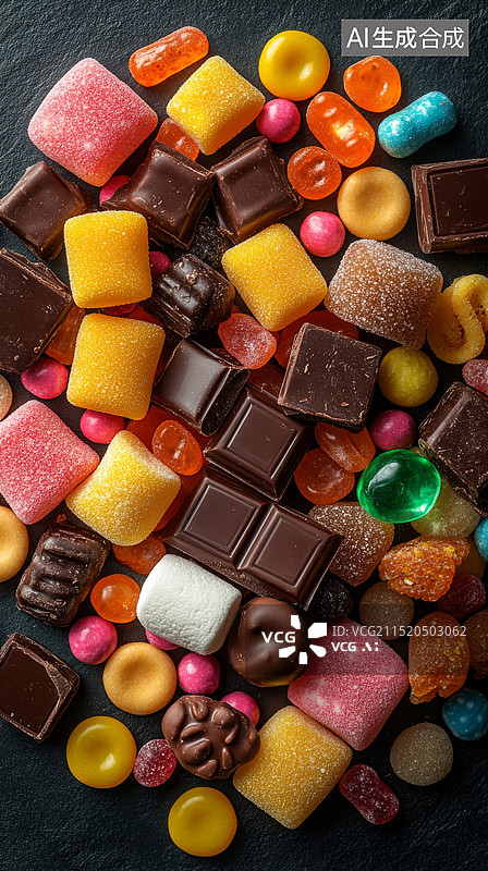 【AI数字艺术】彩色糖果堆 —— 俯视为乐图片素材