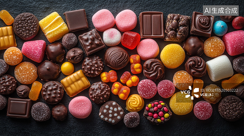 【AI数字艺术】彩色糖果堆 —— 俯视为乐图片素材
