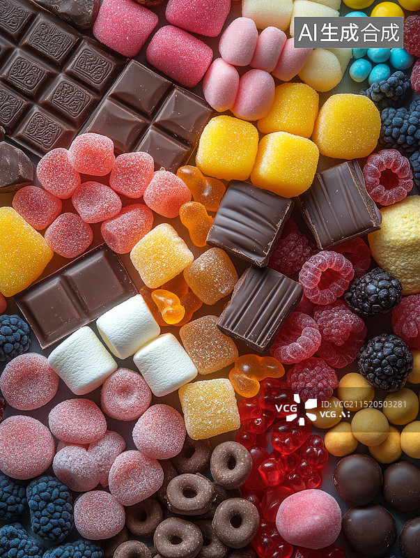 【AI数字艺术】彩色糖果堆 —— 俯视为乐图片素材