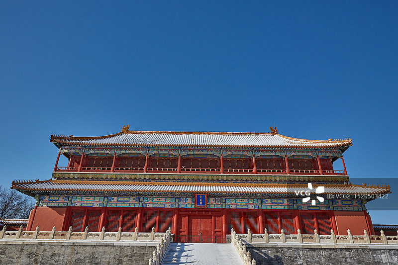北京故宫紫禁城弘义阁雪景图片素材