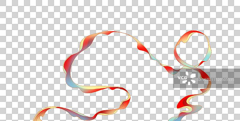 红色复古飘带国潮风卡通系列免扣元素图片素材