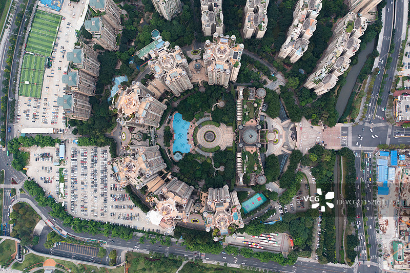 广州小蛮腰广州塔旁珠江帝景社区小区航拍图片素材