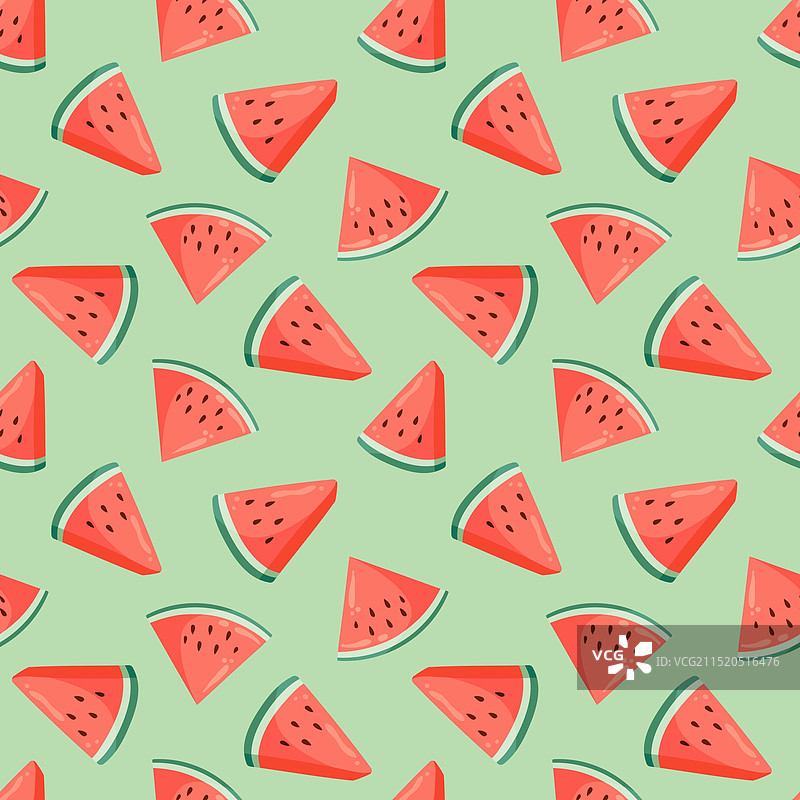 多汁西瓜切片夏季无缝图案图片素材