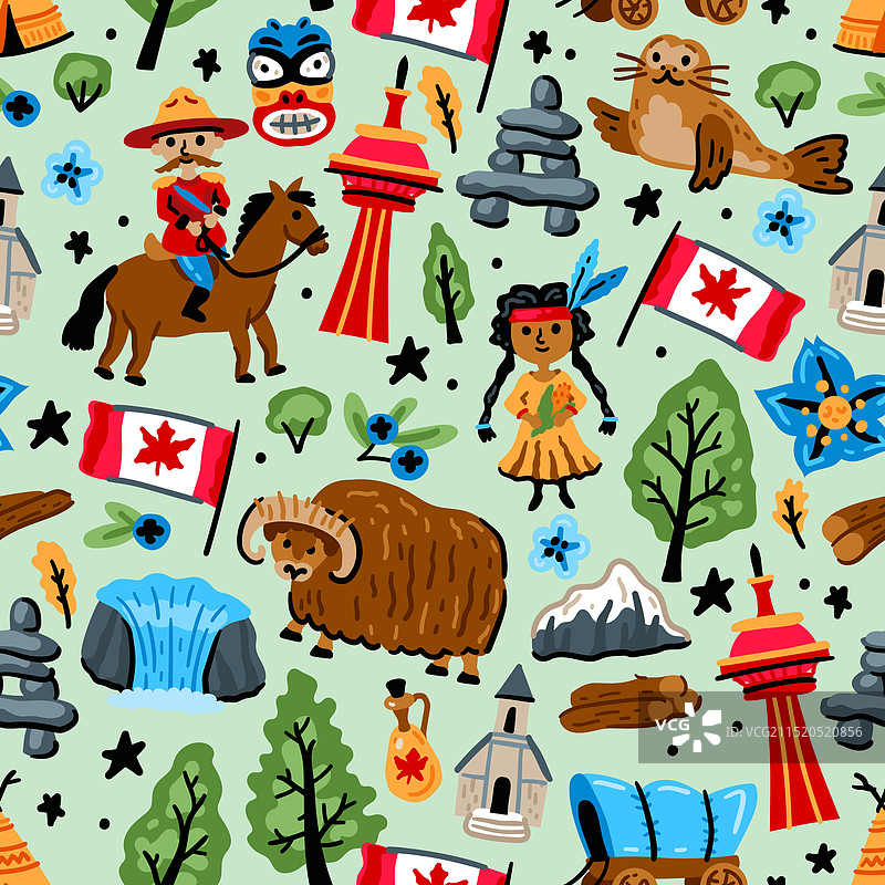 欢快的儿童无缝图案图片素材