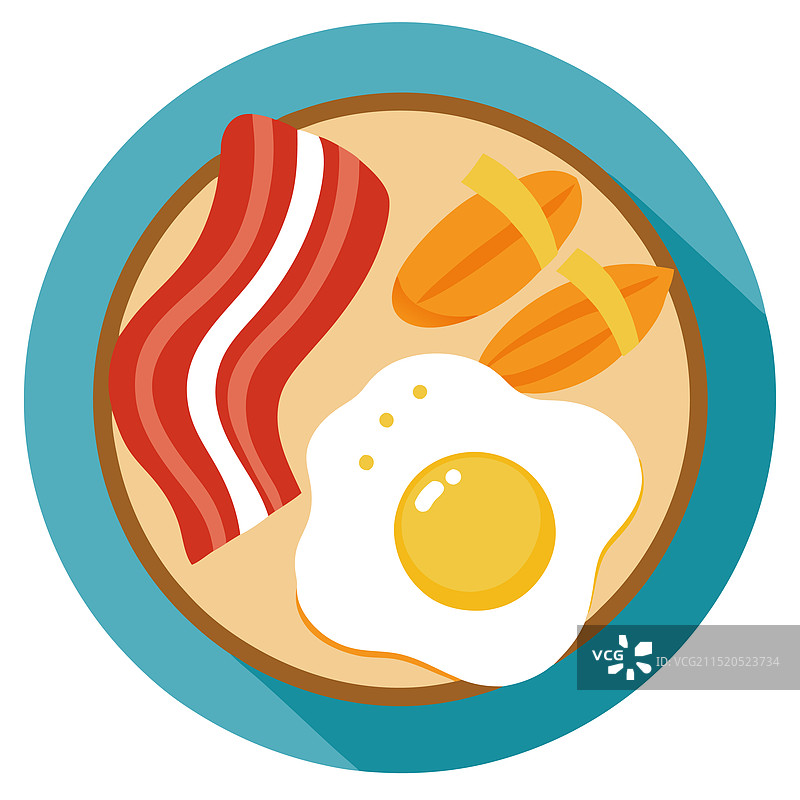 煎蛋、培根和薯饼早餐图片素材