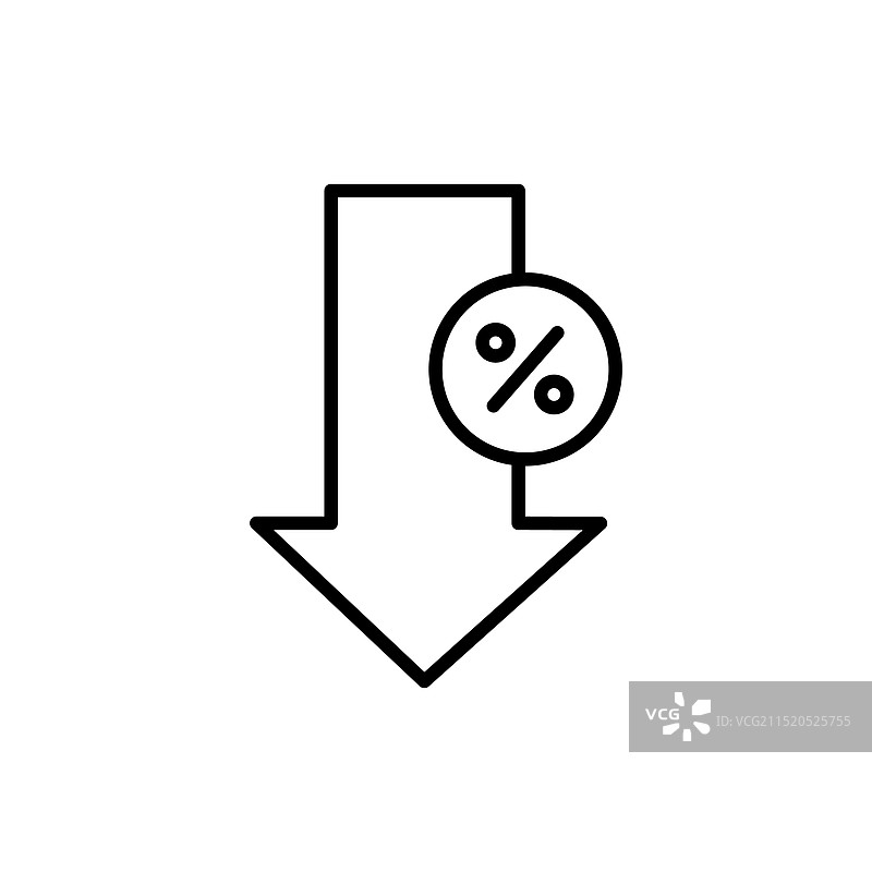 白色背景上的百分比下降图标图片素材