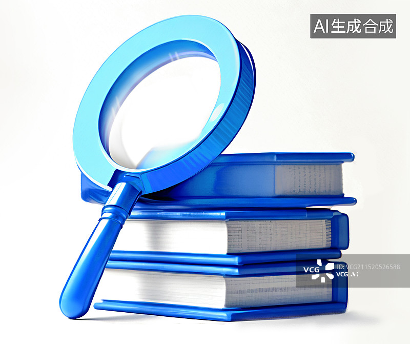 【AI数字艺术】3d立体渲染保险医疗放大镜和书本图片素材