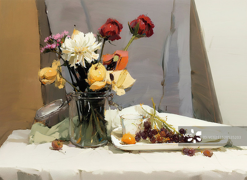 水粉静物画图片素材