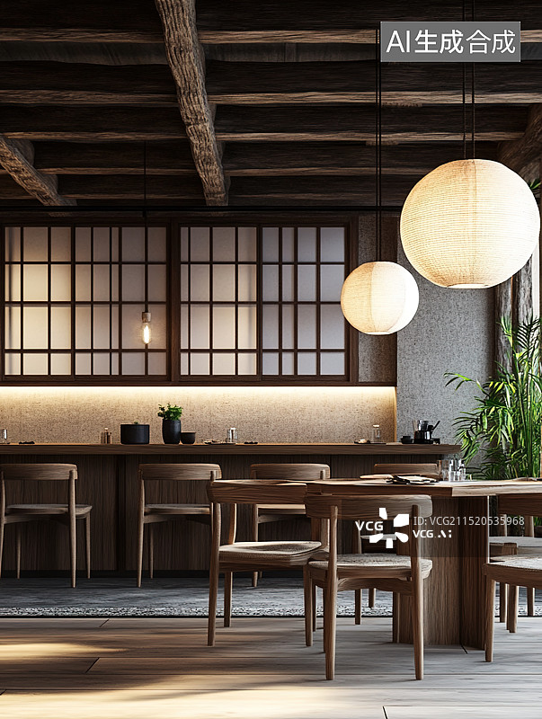 【AI数字艺术】禅意的茶馆餐厅图片素材