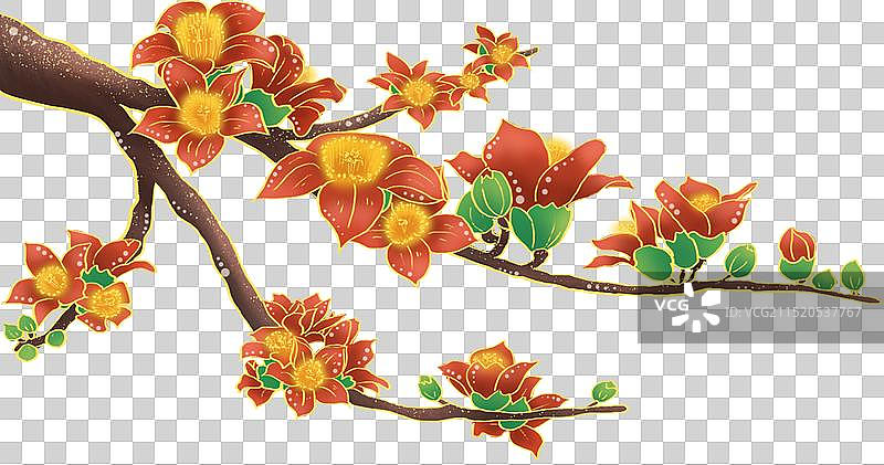 中国风手绘木棉花免抠元素图片素材
