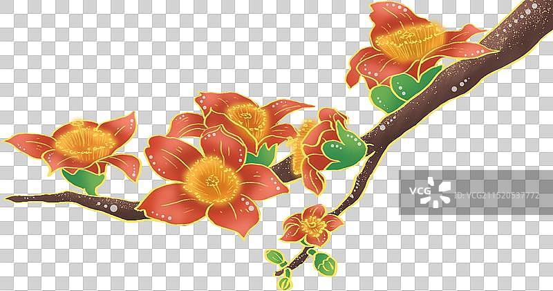 中国风手绘木棉花免抠元素图片素材