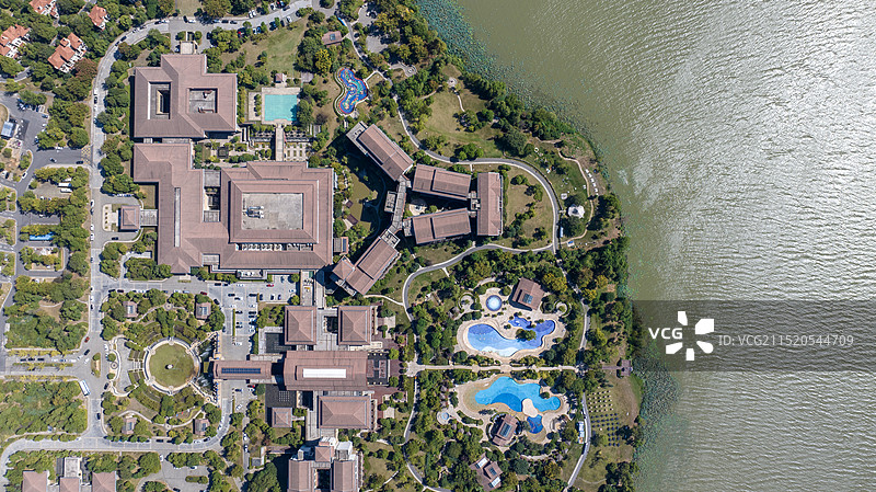 90度俯拍武汉光谷希尔顿酒店2图片素材