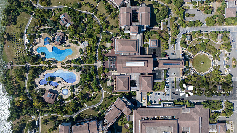 90度俯拍武汉光谷希尔顿酒店4图片素材