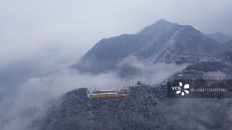 黄冈市武穴横岗山（匡山）风景区雪景图片素材