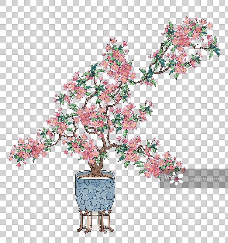 海棠花桃花古风花瓶元素图片素材