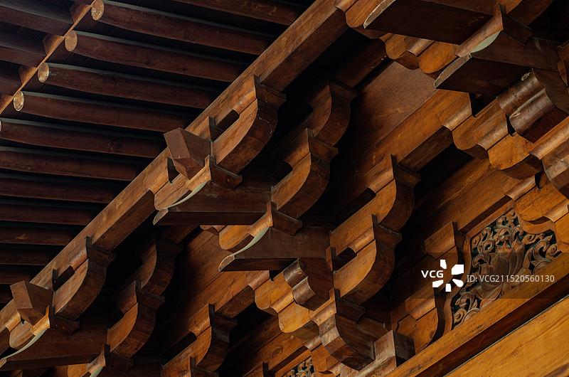 上海静安寺榫卯结构图片素材