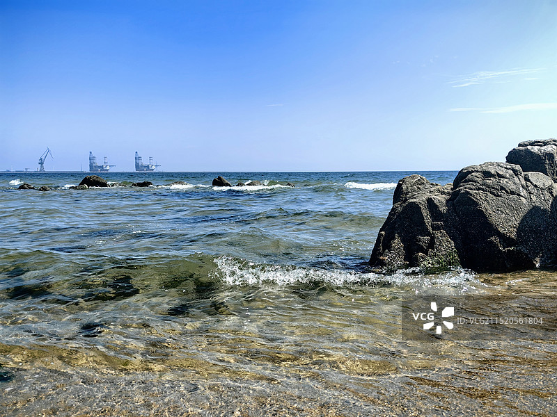 老龙头海滩一景图片素材