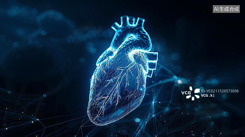 【AI数字艺术】数字化信息化心脏透视结构数码全息图图片素材